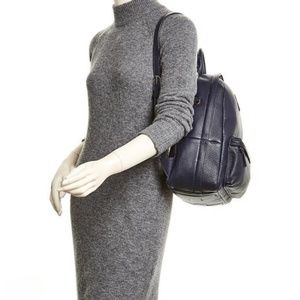 Tory Burch Pebbled Leather Backpack Navy